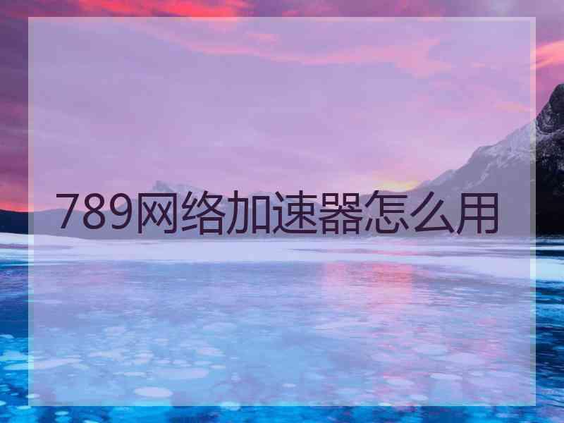 789网络加速器怎么用