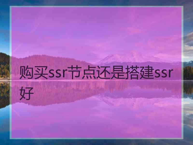 购买ssr节点还是搭建ssr好