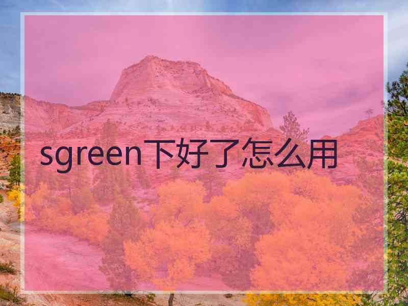 sgreen下好了怎么用