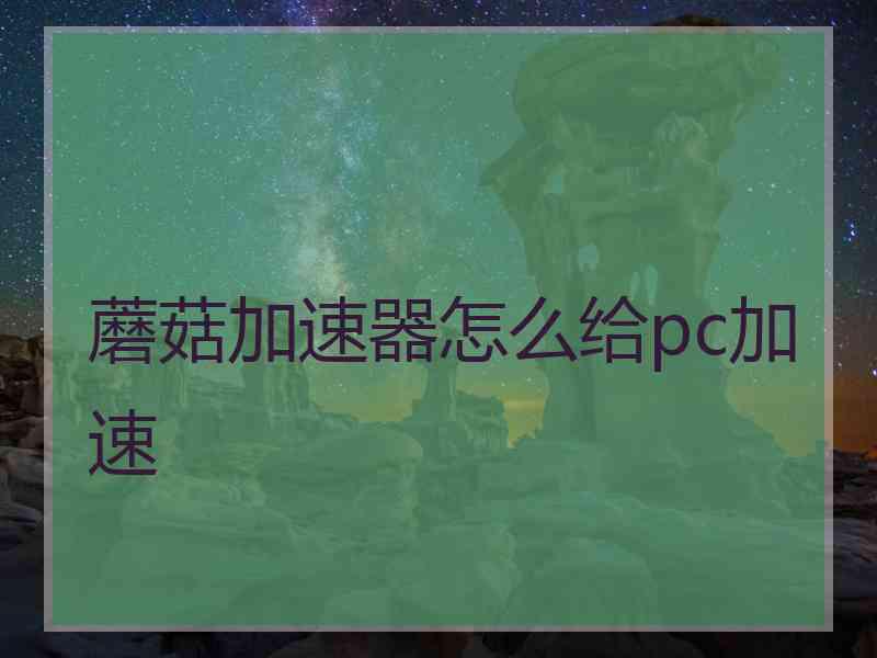 蘑菇加速器怎么给pc加速