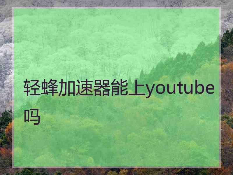 轻蜂加速器能上youtube吗