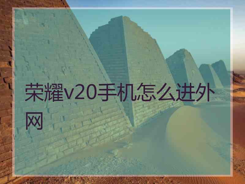 荣耀v20手机怎么进外网